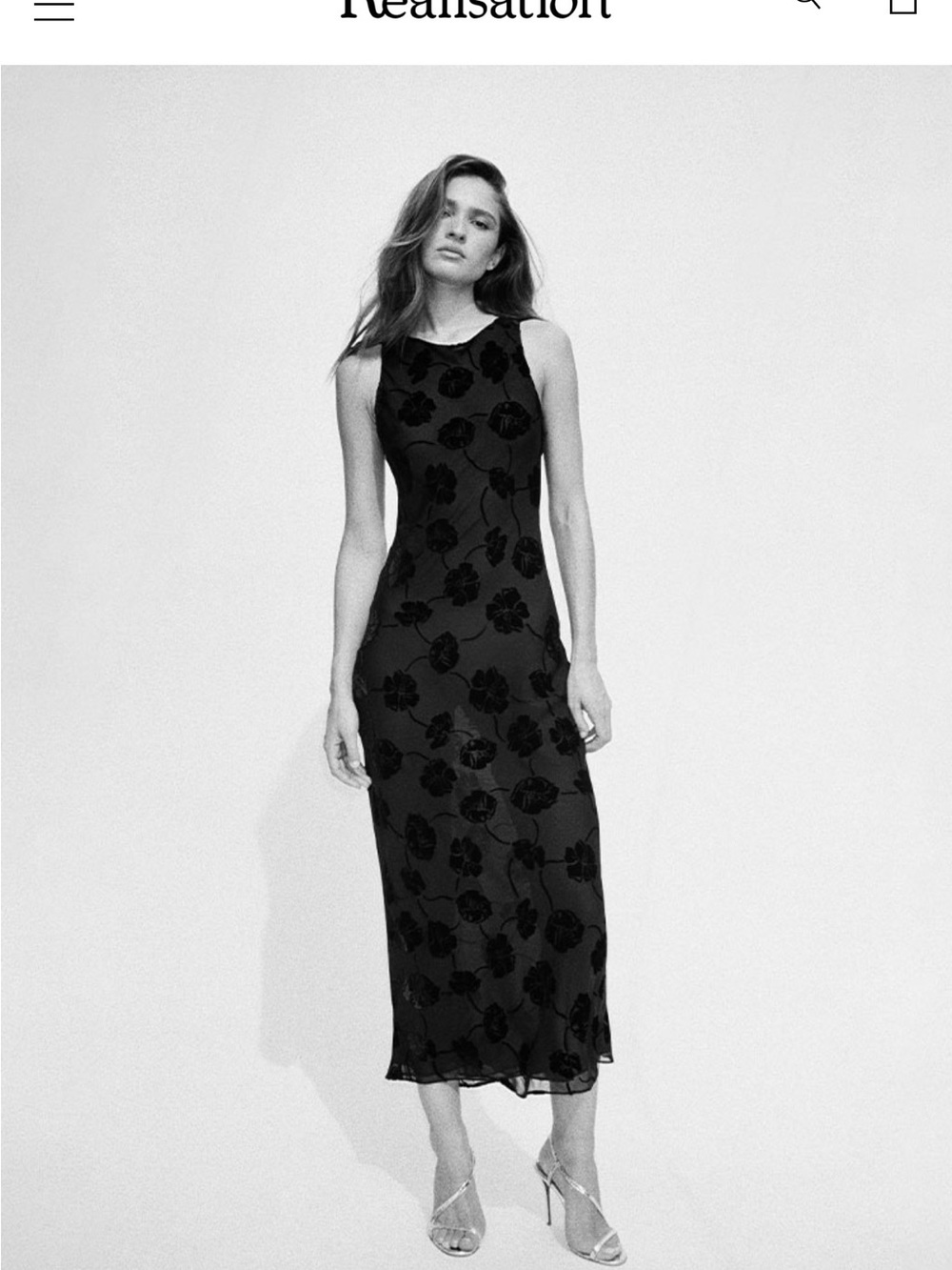 Realisation Par Black Floral Slip Midi Dress